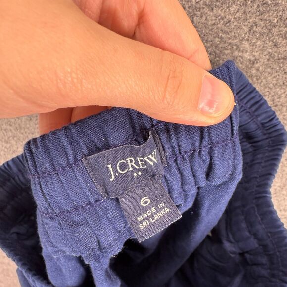 J. Crew Pants Women 6 Blue High Rise Drawstring Flat Front Linen Pockets Chino - Picture 6 of 8